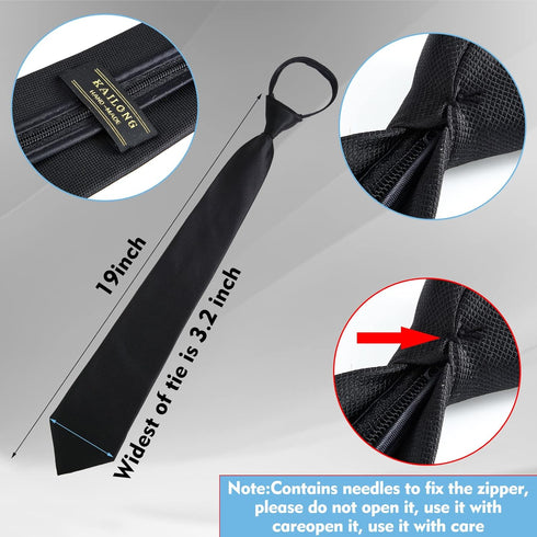 Geyoga 8 Pieces Zipper Tie for Men Pre tied Necktie Zip Tie for Men Boys...