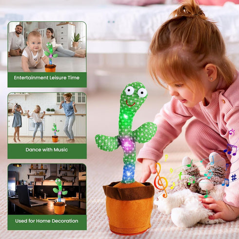 Dancing Cactus, Interactive Toy, Talking Cactus Repeat What You Say, LED Lights, Cactus Toy 60 Unique Popular Songs for Kids, Dance, Record, and S...