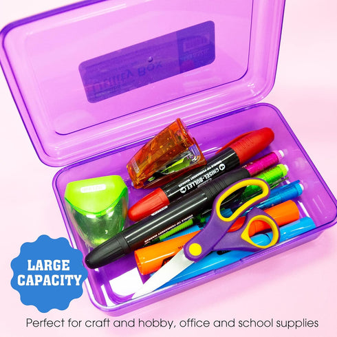 BAZIC Plastic Pencil Case Utility Storage Box, COLOR VARY, Organizer for Pens Pencils, 1-Unit...