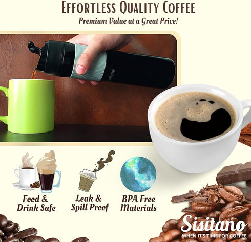 2in1 Travel French Press Coffee Maker, Portable 11.8 oz Tumbler Coffee French Press for Ground Coffee & Tea Leaves; Iced Coffee, Cold Brew Tea, Co...