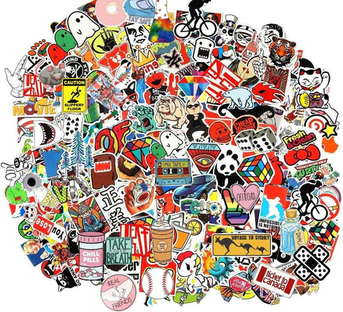 100pcs Random Music Film Vinyl Skateboard Guitar Travel Case Sticker Door Laptop Luggage Car Bike Bicycle Stickers (100pcs)...