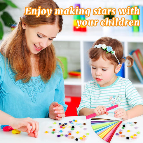 Bouiexye 1080 Sheets Star Paper, 27 Colors Solid Color Paper Star Strips Double Sided Lucky Origami Star Paper Strips for Hand Art Crafts Stress R...