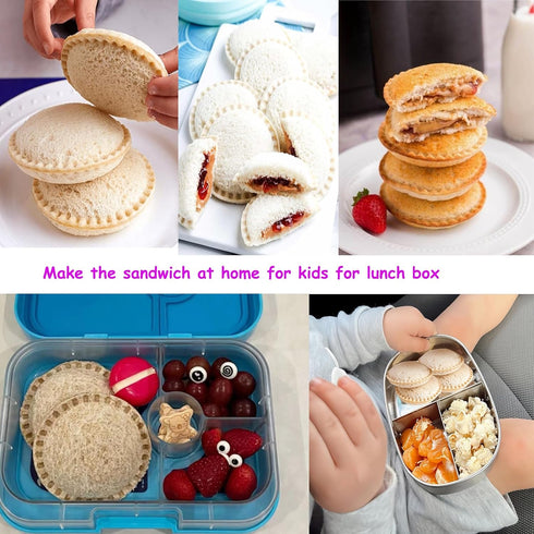Sandwich Cutter and Sealer, Decruster Sandwich Maker for kids lunch Uncrustable Sandwich Maker?Easy for School Lunchbox and Bento Box (Pink)...