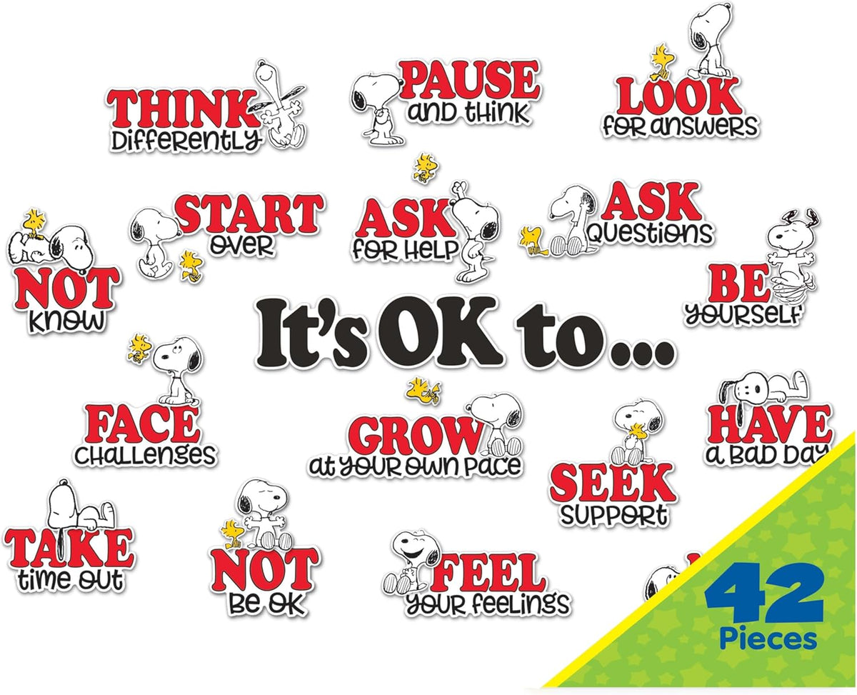 Eureka Peanuts Snoopy It's Ok to… Classroom Bulletin Board Set for ...