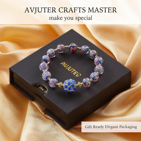 Firefly Glass Bracelets Firefly Beads Bracelet Glow in The Dark for Women - Murano Glass Jewelry Luminous Beaded Bracelet Healing Crystal Mermaid ...
