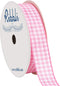Ribbli Light Pink and White Gingham Ribbon,100% Polyester Woven Edge,5/8 Inch x 10 Yard,Plaid Ribbon Use for Baby Shower,Gift Wrapping,Party Decor...
