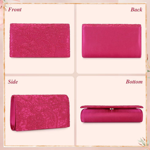 UBORSE Elegant Floral Lace Clutch Purses for Women Evening Handbag Envelope Clutch Bag Wedding Prom Party Purses...