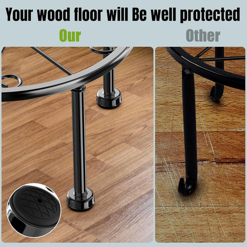 Metal Black Plant Stands?Anti-Rust Iron Plant Pot Shelf?Heavy Duty Round Supports Display Rack?Rustproof Potted Plant Holder?Corner Gardening Pump...