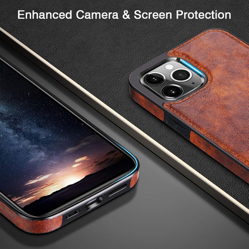 LOHASIC Compatible with iPhone 12 Pro Max Case, Slim Luxury PU Leather Non-Slip Grip Rugged Bumper Shockproof Full Body Protective Cover Phone Cas...
