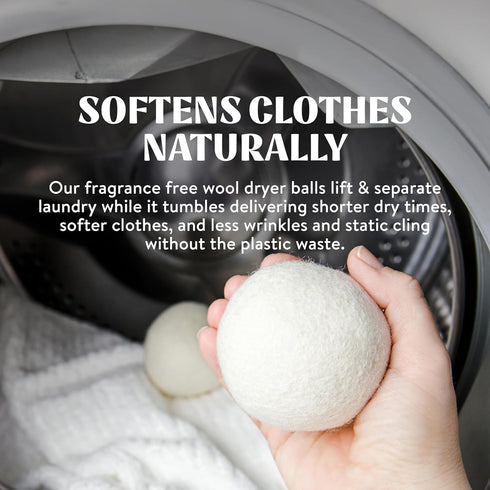 Cleancult Wool Dryer Balls (3 Count) - Made from 100% New Zealand Wool - Biodegradable Dryer Balls - Shorten Dry Times, Soften Clothes, and Stop S...