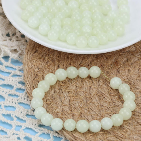 200 Pcs Luminous Solar Stone Beads Shiny Stone Glow in The Dark Glowing Loose Bead Round 8mm Blue Green Mixed with Hole for DIY Jewelry Making Bra...