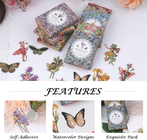 Dizdkizd Vintage Flower Fairy Sticker Set (360 Pieces), Transparent Aesthetics Journaling Stickers for Scrapbooking, Card Making, Envelopes...