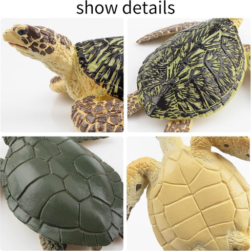 Toymany 6PCS Realistic Sea Turtle Figurines, Plastic Ocean Sea Animals Figures Set includes of Turtles, Educational Toy Cake Toppers Christmas Bir...