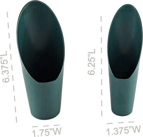 HOME-X Soil Scoops, Small Gardening Tools, Potting Scoopers, Bonsai Tool, Set of 2 Different Sizes – Green- 6 ½” x 2 ½ “ and 6 ¼ “ x 1 ¾ “...