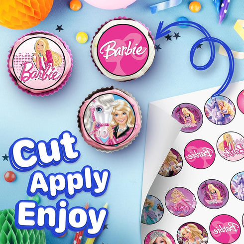 30 x Edible Cupcake Toppers – Fashion Doll Girl Pink Themed Collection of Edible Cake Decorations | Uncut Edible on Wafer Sheet...