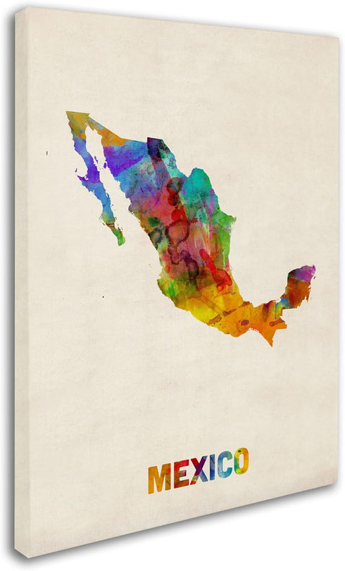 Trademark Fine Art Mexico Watercolor Map Artwork by Michael Tompsett, 14 by 19-Inch...