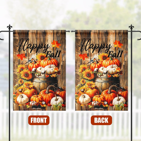 Happy Fall Pumpkin Welcome Garden Flag, Autumn Garden Double Sided Flag Pumpkin Patch Maple Leaf House Yard Outdoor Small Flag Farmhouse Thanksgiv...