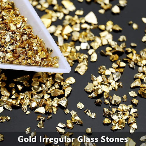 Irregular Crushed Glass Chips Sprinkles, 100g Metallic Chunky Glitter Stones for Nail Art, Resin Mold Filler, DIY Crafts, Vase Filler, Jewelry Mak...