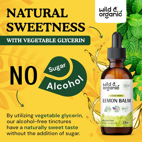 Lemon Balm Tincture - Organic Lemon Balm Liquid Extract - Lemon Balm Herb Drops - Vegan, Alcohol Free Supplement - 2 fl oz...