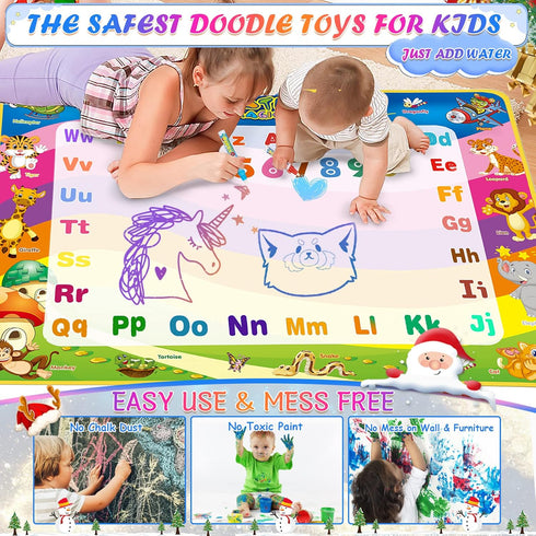 Water Doodle Mat Toys for Ages 2-4, 40 x 30 Inch Extra Large Water Painting Doodle Drawing Mat, Toddler Toys for Age 3 4 5 6 Year Old Girl Boy Bir...