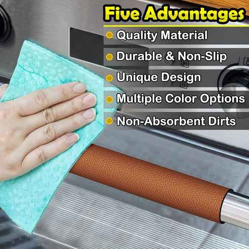 Refrigerator Door Handle Covers, 6PCS, Leather Kitchen Appliance Handle Covers, Keep Your Fridge Microwave Oven Stove or Dishwasher Clean, Stains ...