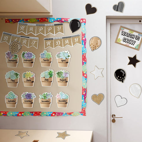 28 Pieces Happy Birthday Posters for Classroom, Bulletin Board Set Birthday Wall Decoration Cutouts for Calendars Classrooms Party Supplies for Ki...