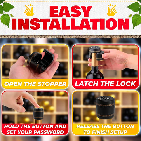 3 Pcs Wine Bottle Lock Cap - 1-1.1in Soda Lock Cap Liquor Bottle Locking Caps - Password Bottle Security Cap Locks Plastic Wine Bottle Tops - Drin...