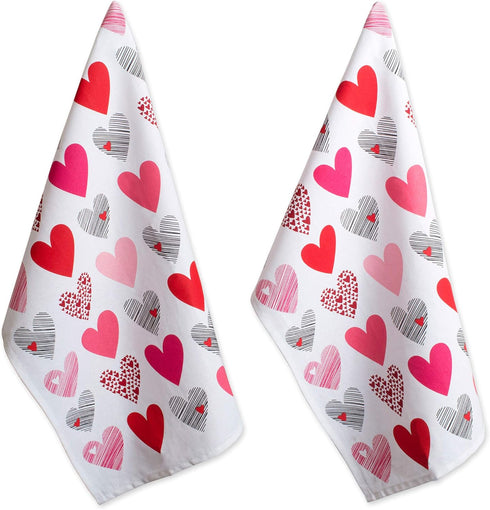 DII Valentine's Day Collection Kitchen, Dishtowel Set, 18x28, Hearts Collage, 2 Piece...