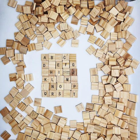 300 Pcs Wood Blank Letter Tiles, Wooden Blank Scrabble Tiles for DIY Craft Supplies Decoration...
