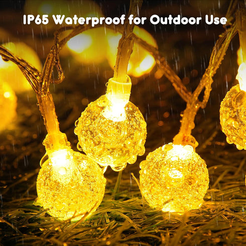 Minetom Crystal Globe String Lights Battery Operated - 17 ft 30 LED Globe Fairy Lights with Remote and 8 Modes, Waterproof for Bedroom Tent Loft C...