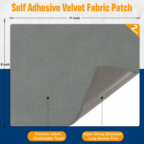 ILOFRI Fabric Couch Repair Patch Self Adhesive 8x11 inch 2PCS, Velvet Microfiber Flannel Sofa Repairing for Upholstery, Furniture, Loveseat, Car S...