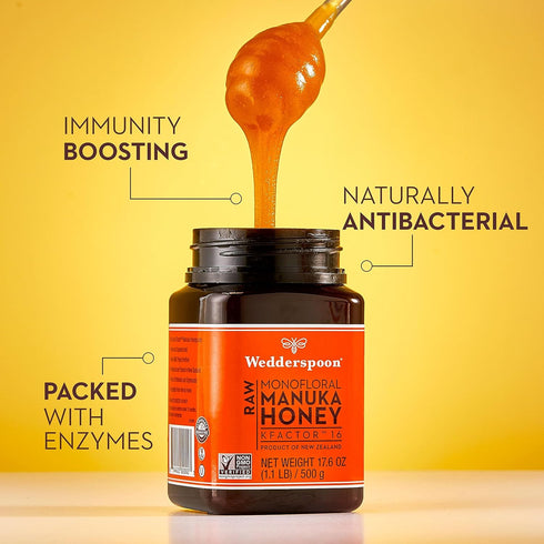 Wedderspoon Raw Premium Unpasteurized Manuka Honey, KFactor 16, 8.8 Oz...