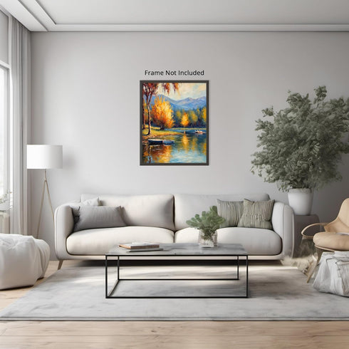 Posterizer 1 pcs- lake scene-nature-oil painting style 3-Landscape & Nature Art-Floral Botanical Art- Decor for Home & Office- unframed wall art...