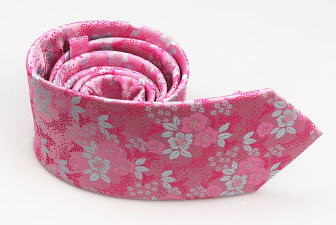 Elfeves Men's Women Boys Pink White Small Designer Jacquard Silk Tie Formal Self Necktie...