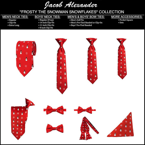 Jacob Alexander Men's Red Frosty The Snowman Snowflakes Pre-Tied Clip-On Bow Tie...