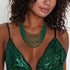 Flyonce Multi Layered Choker Collar Necklace, Glitter Green Rhinestone Crystal Tassel Multi-Strand Fringe Chains Bib Statement Necklace Prom Jewel...