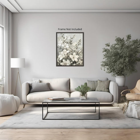 Posterizer 1 pcs-minimalist chic home decor with white flowers-Floral & Botanical Art-Abstract & Modern Art-Decor for Home & Office- UNFRAMED Wall...
