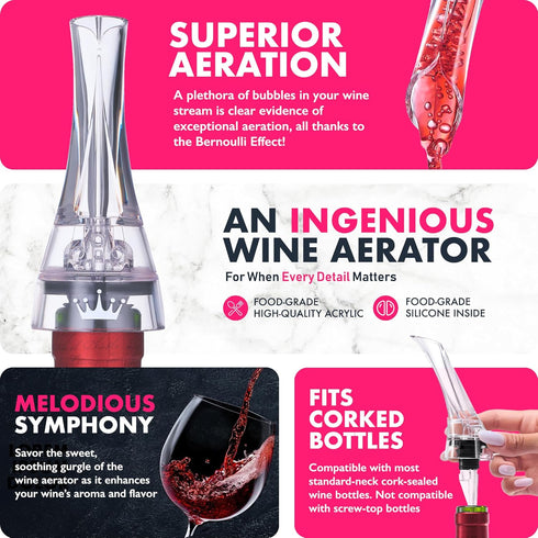 VINABON Wine Aerator Pourer Spout 2025 – Professional Wine Aerator Attaches to Bottle for Improved Flavor, Enhanced Bouquet, and Rich Finish. No-D...