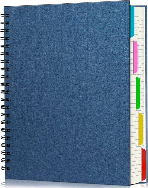 EUSOAR 5 Subject Notebook, 1pcs A4 11" x8-1/2 Spiral College Ruled Writing Pad, 100GSM 120Sheets/ 240Pages of Lined Paper, Thick Hardcover, for Jo...