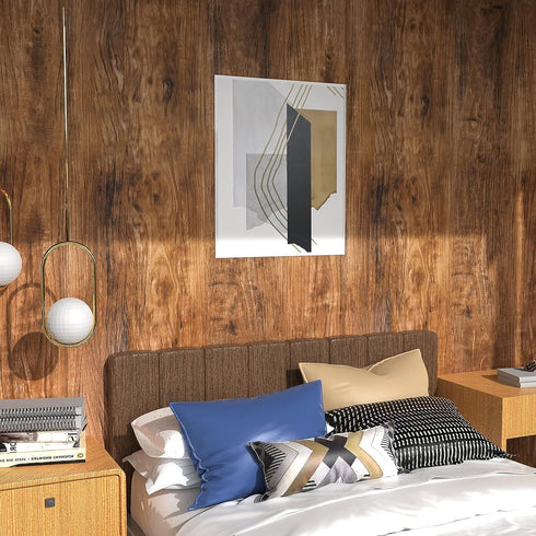 WENMER Brown Wood Contact Paper 15.7" × 118" Wood Wallpaper Peel and Stick Wallpaper Wood Grain Contact Paper Thick Self Adhesive Waterproof Wallp...