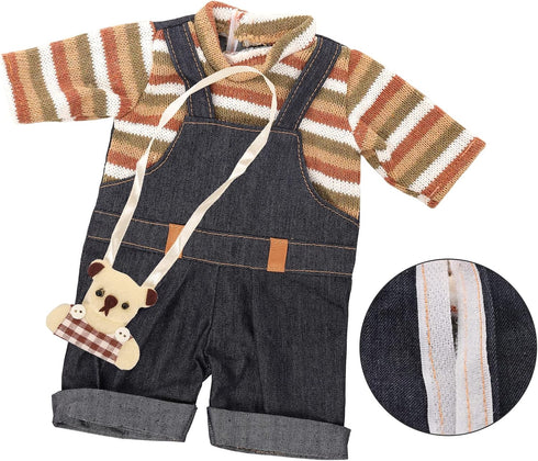 Miunana 13-16 Inch Baby Doll Dress with Bear Backpack Fit for 35-45 CM Baby Doll One-Piece Dress Baby Doll Bear Pajamas...