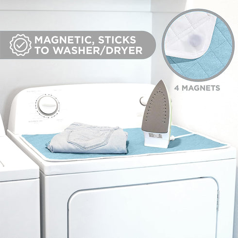 HOLDN’ STORAGE Ironing mat, Magnetic Laundry mat, 28.25” x 19”, Blue, Quilted, Washer and Dryer Countertop, Ironing pad...