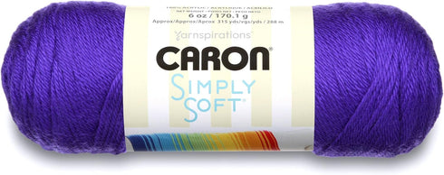 Caron Simply Soft Solids Yarn (4) Medium Gauge 100% Acrylic - 6 oz - Iris - Machine Wash & Dry...