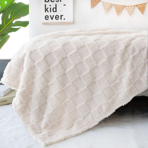 HOMRITAR 3D Gingham Fleece Baby Blanket for Girls Boys Chessboard Grid Warmer Comfort Reversible Shaggy Cozy Decor for Home Bed Blanket for Toddle...