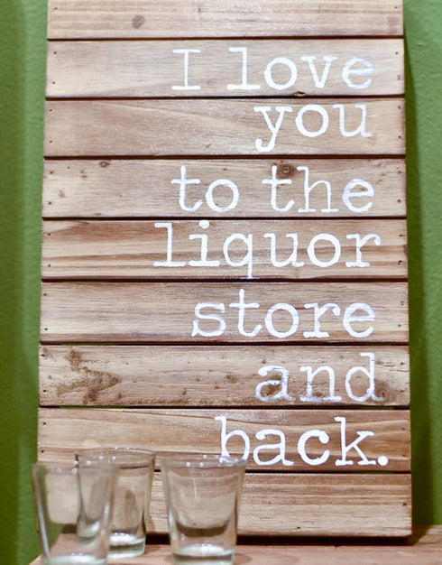 Mud Pie 4345120 Planked Wood Liquor Store & Back Wall Plaque...