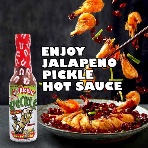 KICKIN' Spicy Pickle Hot Sauce - 5 oz - Premium Gourmet Jalapeno Hot Sauce for Chicken Wings and Burgers–Perfect Stocking Stuffers or Christmas Gi...