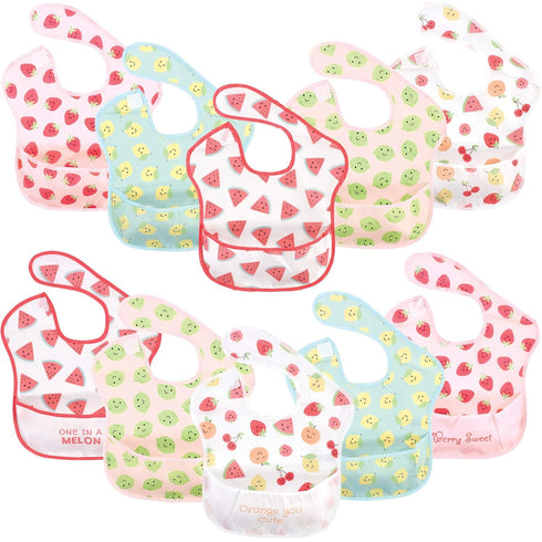 Hudson Baby Unisex Baby Waterproof Polyester Bibs, Cute Fruit, Feeder...
