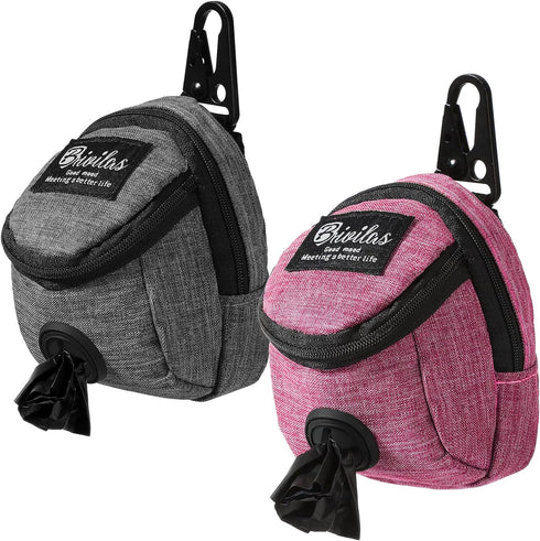 2 Pieces Dog Treats Bag Pet Poop Treat Bag Holder Dog Poop Treat Bag Dispenser Outdoor Holder Carrier Dog Waste Zipper Pouch with Metal Button for...