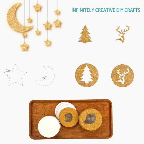 60 PCS Round Self - Adhesive Cork Backing Sheets Cork Coasters DIY Crafts - Paper Cutting-drawing board - Bottom Protection for Stone Coasters and...
