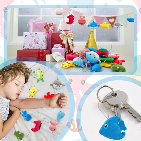 40 PCS Mini Ocean Animal Plush Toys Set Cute Small Sea Creatures Stuffed Toy Keychain for Party Favors Keychain Ornament for Goody Bag Easter Egg ...